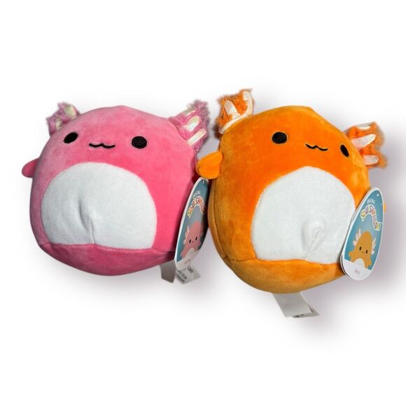 Squishmallows Archie 5” and Nico 5" Hot pink Axolotl and Orange Axolotl BNWT - Picture 1 of 3